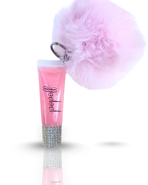 Pink Lipgloss & Silver Diamonds & Pink Fluffy Accessory