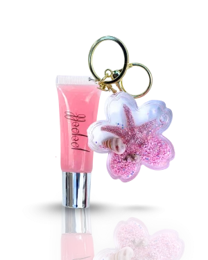 Pink Lipgloss & Pink Flower Accessory